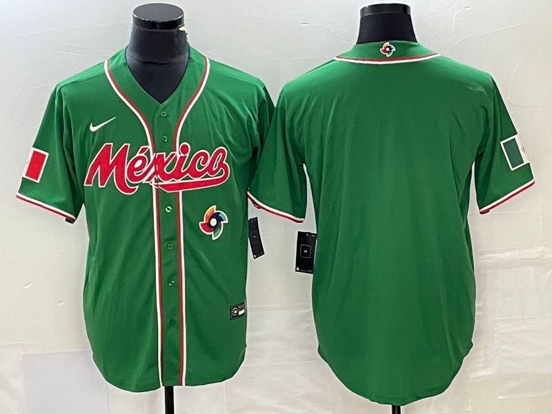 Men 2023 World Cub Mexico Blank Green Nike MLB Jersey1->more jerseys->MLB Jersey